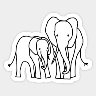 Little Elephant and Big Elephant For Kids Outline Sticker